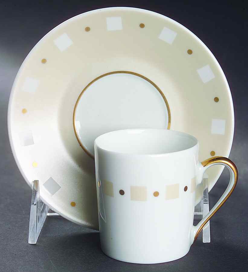 Baltik White & Sand (Ivory) Flat Demitasse Cup & Saucer Set by Philippe Deshoulieres-1
