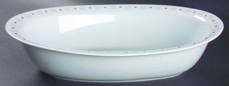 Baltik White & Sand (Ivory) 10" Oval Vegetable Bowl by Philippe Deshoulieres-1