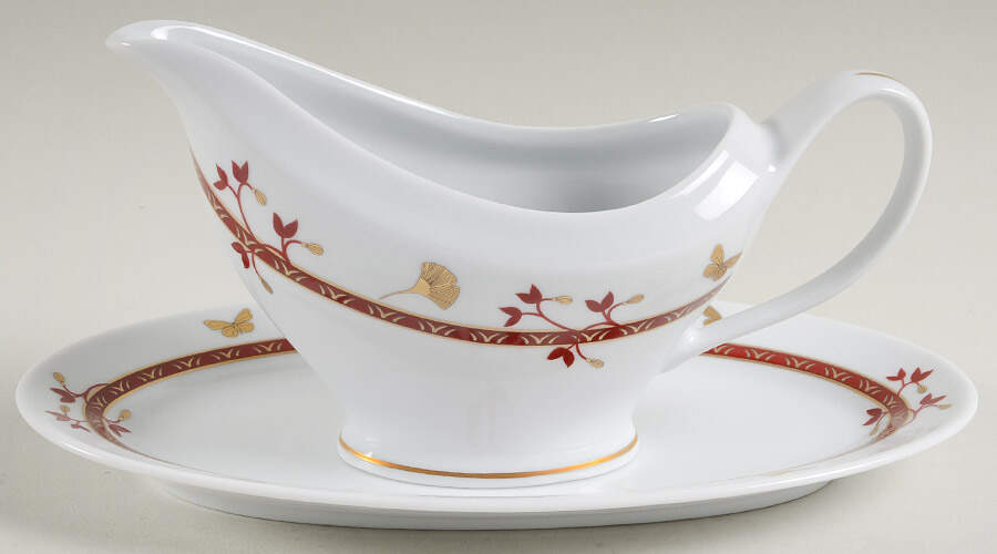 Ginkgo Gravy Boat & Underplate/Relish by Philippe Deshoulieres-1