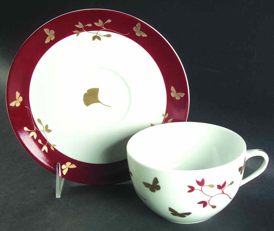 Ginkgo Breakfast Cup & Saucer Set by Philippe Deshoulieres-1