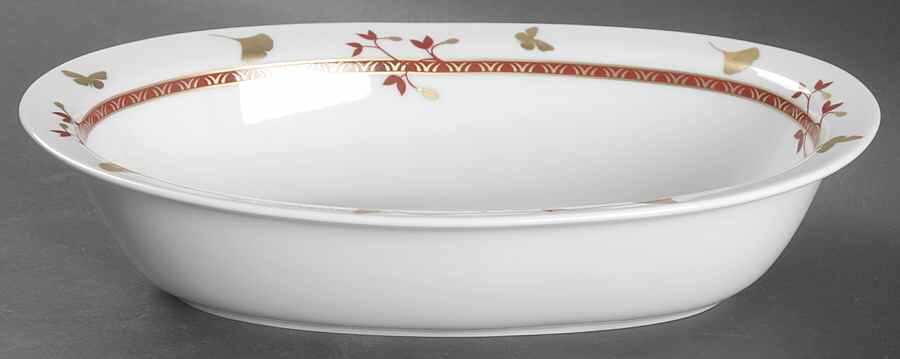 Ginkgo 10" Oval Vegetable Bowl by Philippe Deshoulieres-1
