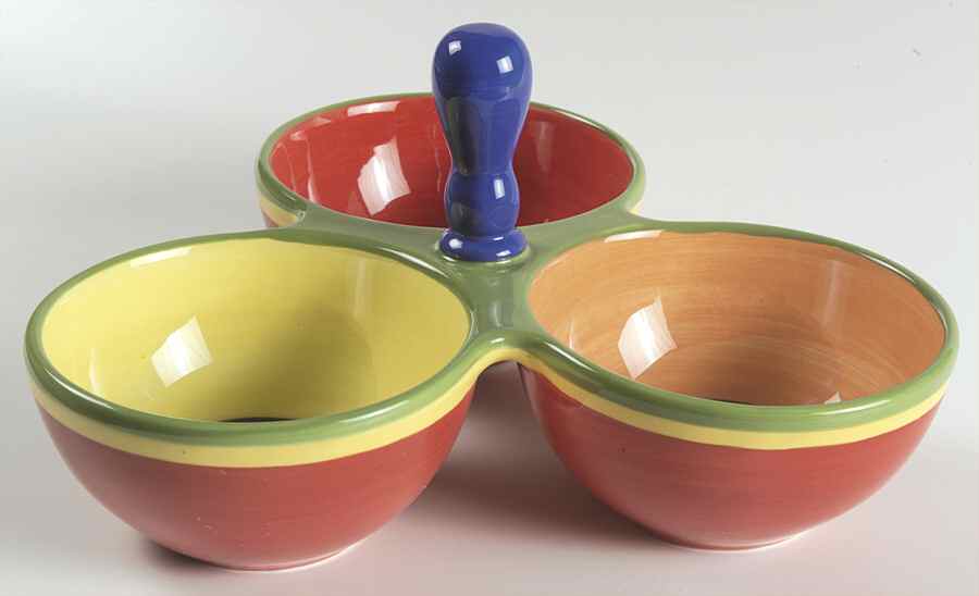 Caribe (Accessories) 3-Part Relish with Center Ceramic Handle by Dansk-1