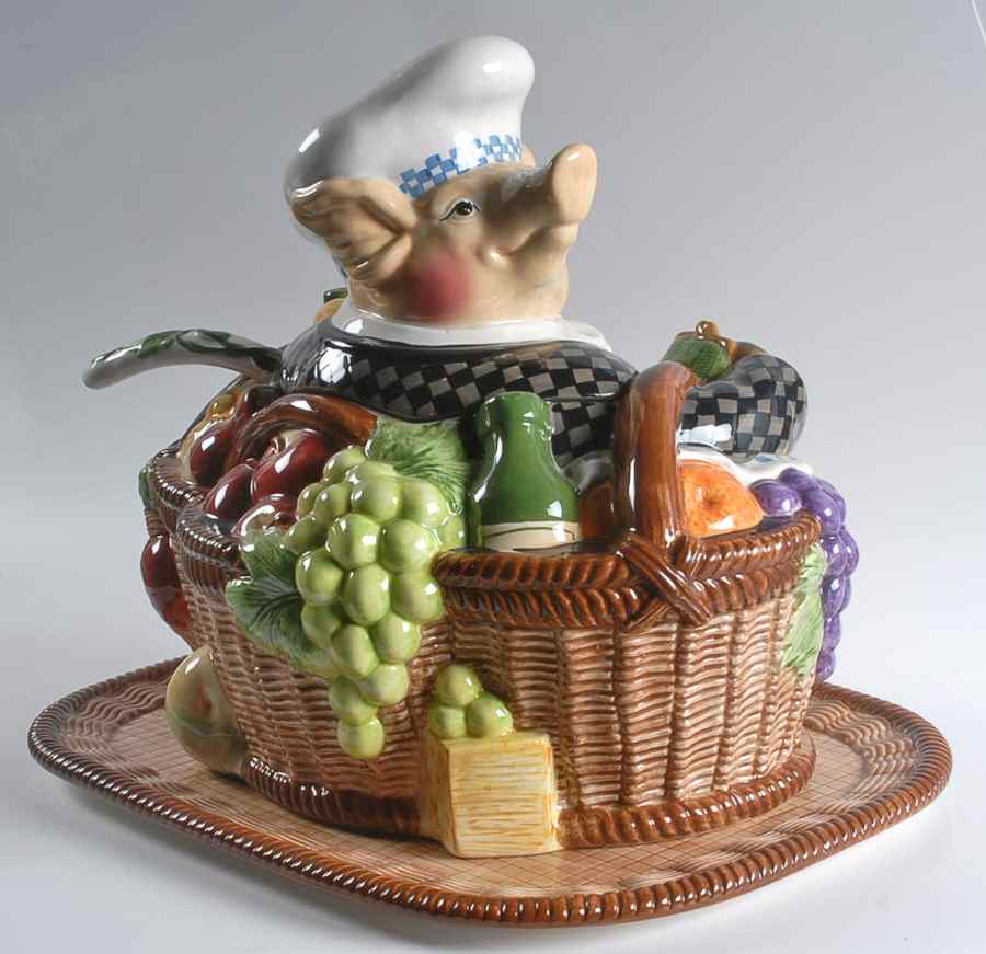 Jam Bon Figural Tureen & Lid with Ladle & Underplate by Department 56-1