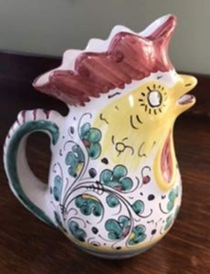Green Rooster (Orvieto) Figural Creamer by Deruta (Italy)-1