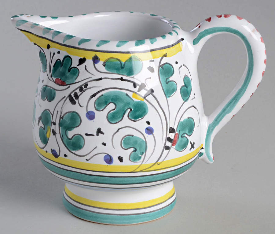 Green Rooster (Orvieto) Footed Creamer by Deruta (Italy)-1