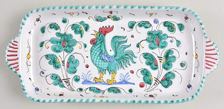 Green Rooster (Orvieto) Relish by Deruta (Italy)-1