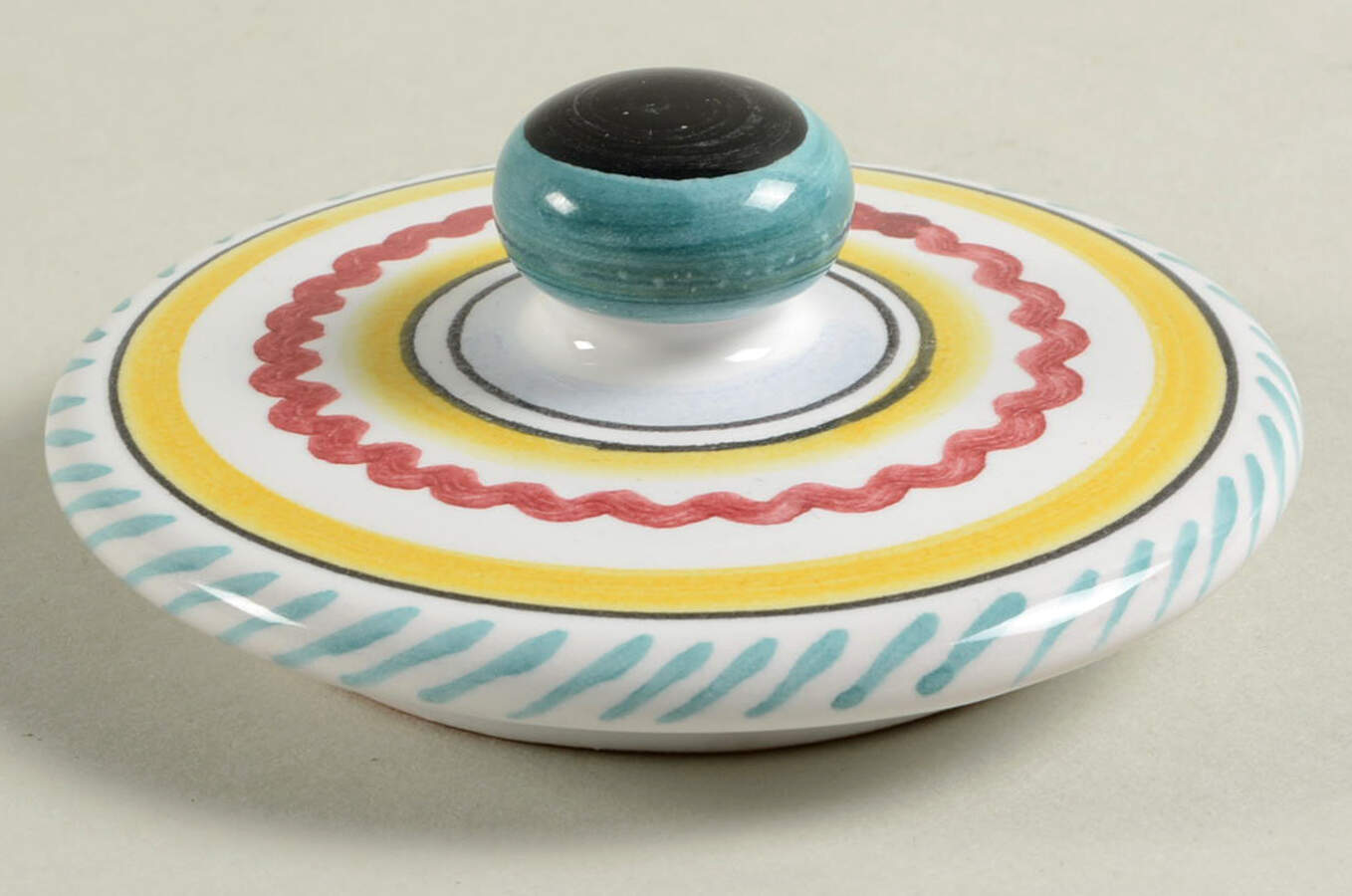 Green Rooster (Orvieto) Lid for Sugar Bowl by Deruta (Italy)-1