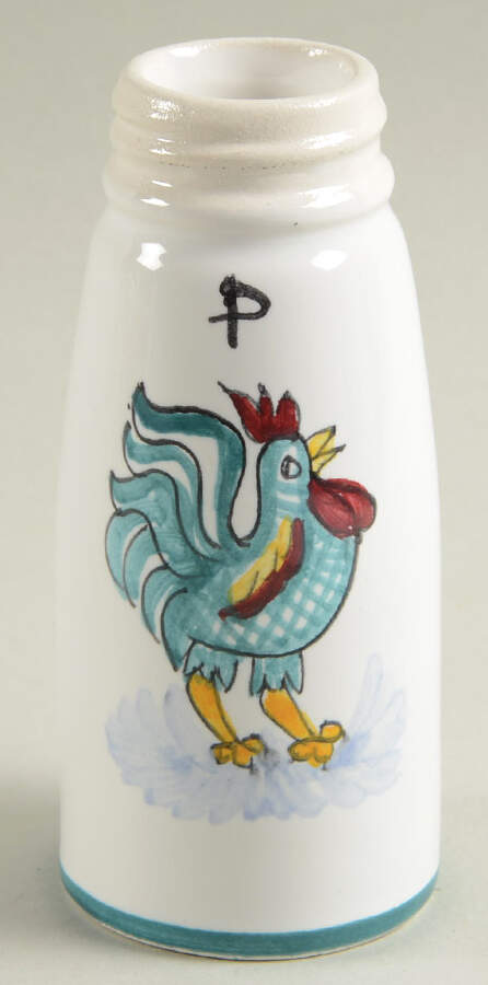 Green Rooster (Orvieto) Pepper Shaker No Metal Lid by Deruta (Italy)-1