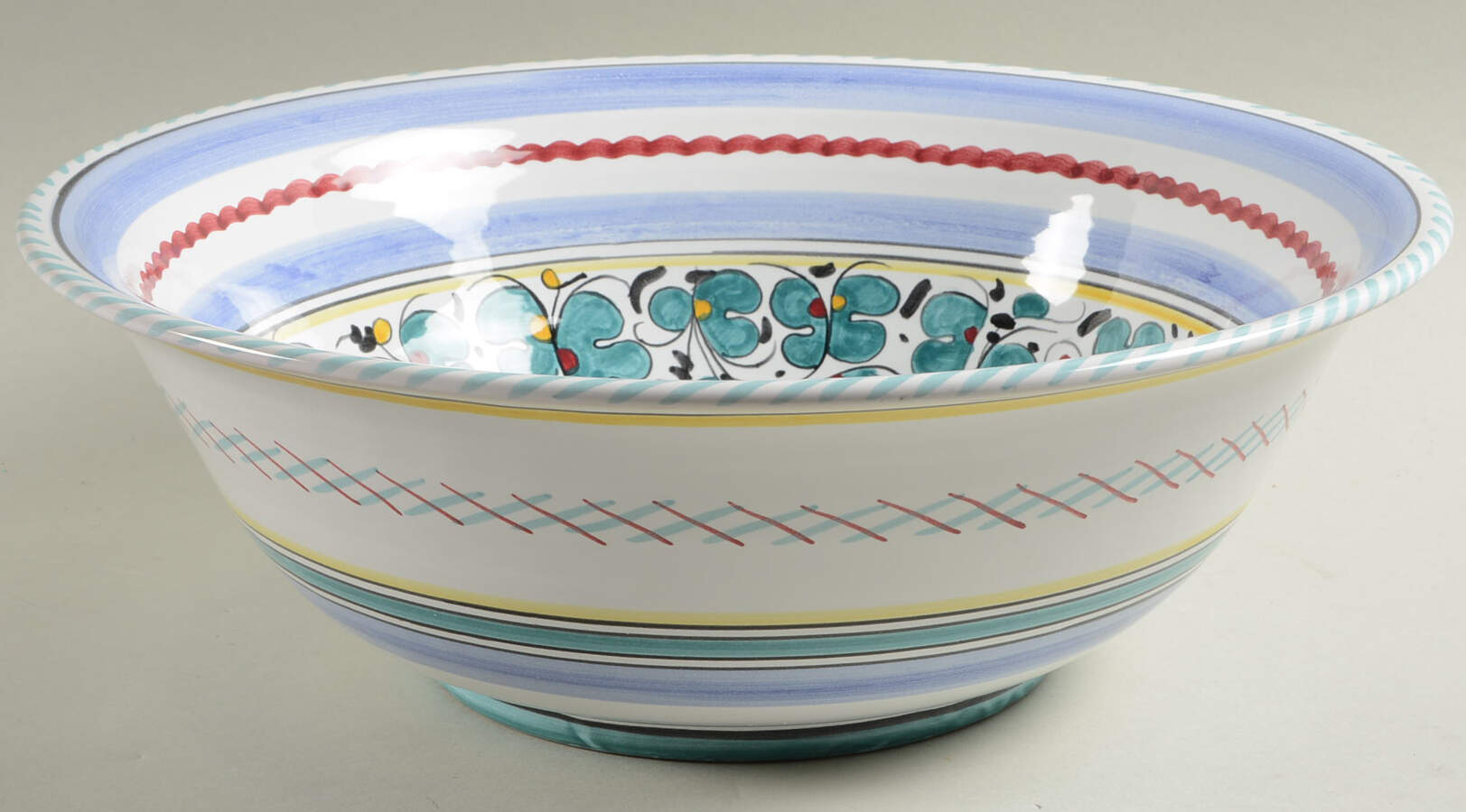 Green Rooster (Orvieto) 13" Pasta Serving Bowl by Deruta (Italy)-1