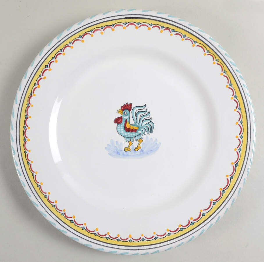 Green Rooster (Orvieto) Dinner Plate by Deruta (Italy)-1