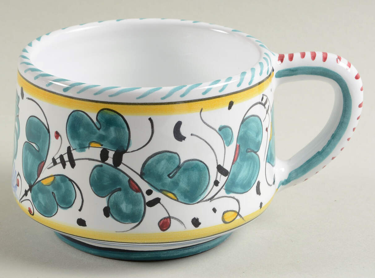 Green Rooster (Orvieto) Flat Cup by Deruta (Italy)-1