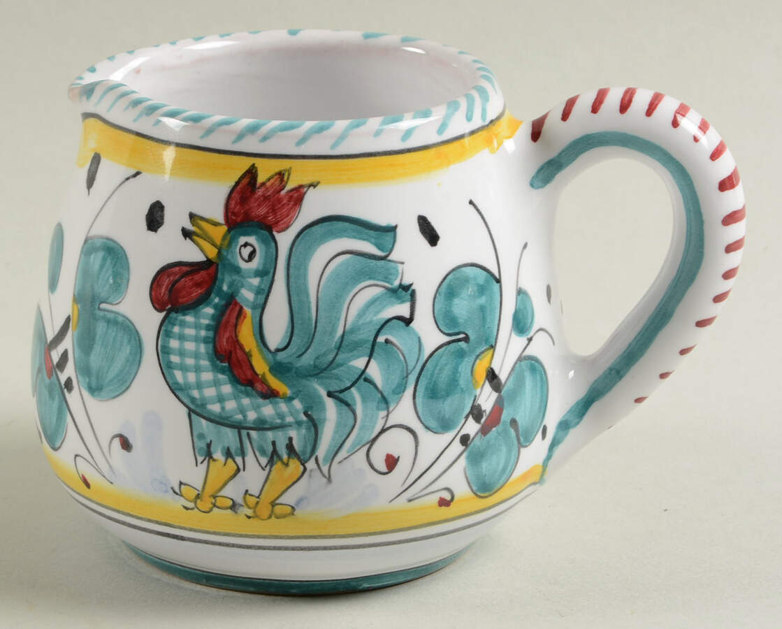 Green Rooster (Orvieto) Creamer by Deruta (Italy)-1