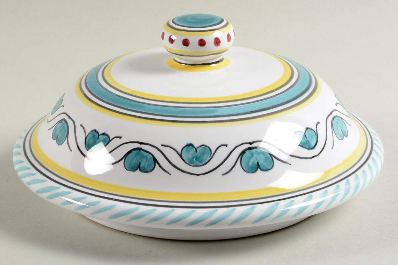 Green Rooster (Orvieto) Lid for Biscotti Jar by Deruta (Italy)-1