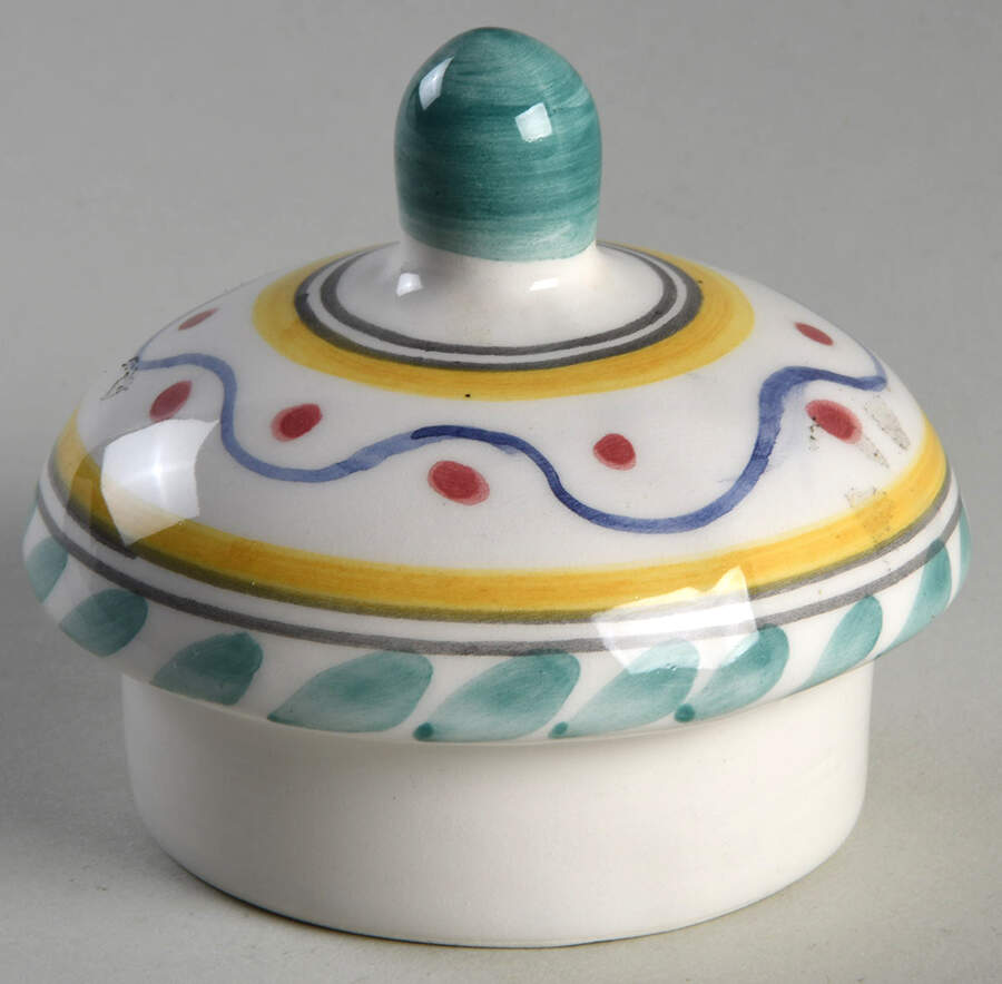 Green Rooster (Orvieto) Lid for Teapot by Deruta (Italy)-1