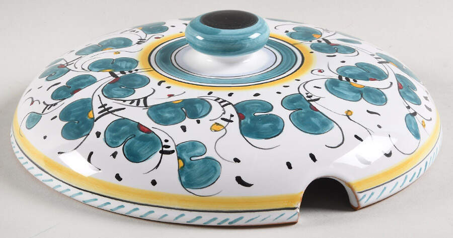 Green Rooster (Orvieto) Lid for Tureen by Deruta (Italy)-1
