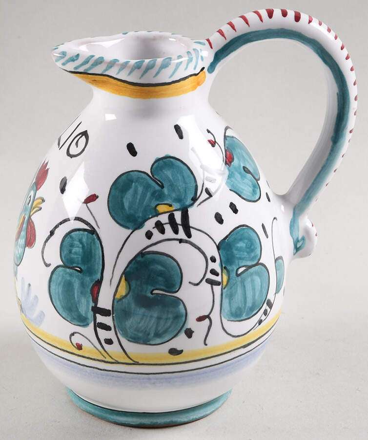 Green Rooster (Orvieto) Oil Cruet No Stopper by Deruta (Italy)-1