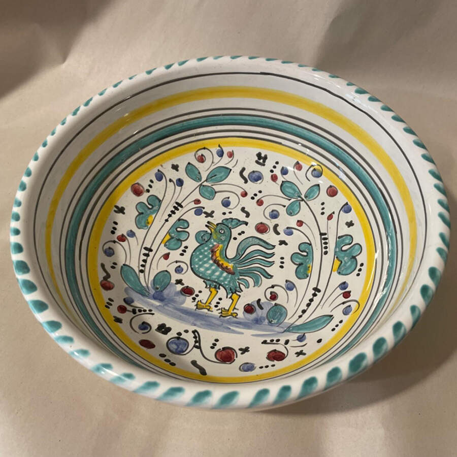 Green Rooster (Orvieto) Coupe Soup Bowl by Deruta (Italy)-1