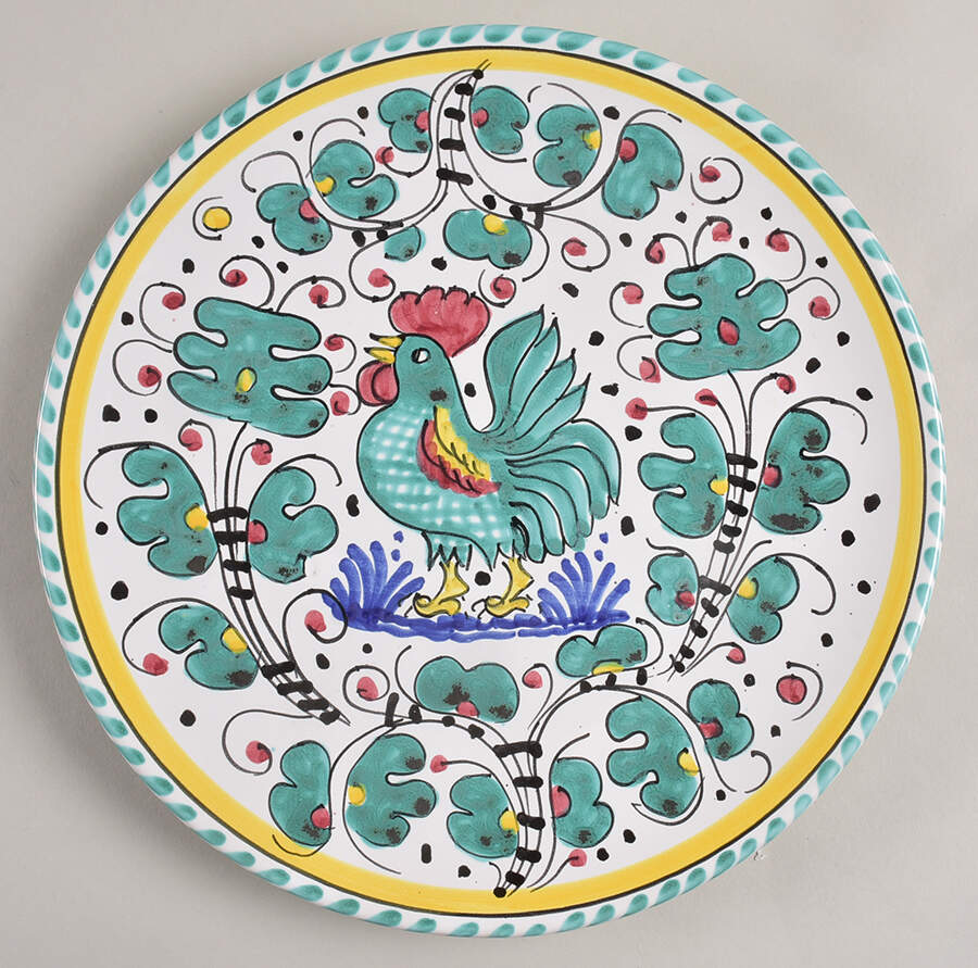 Green Rooster (Orvieto) Dinner Plate by Deruta (Italy)-1