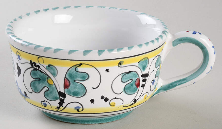 Green Rooster (Orvieto) Footed Cup by Deruta (Italy)-1