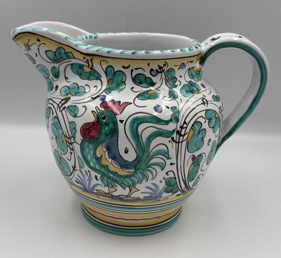 Green Rooster (Orvieto) 48 Oz Pitcher by Deruta (Italy)-1