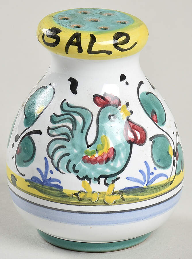 Green Rooster (Orvieto) Salt Shaker by Deruta (Italy)-1