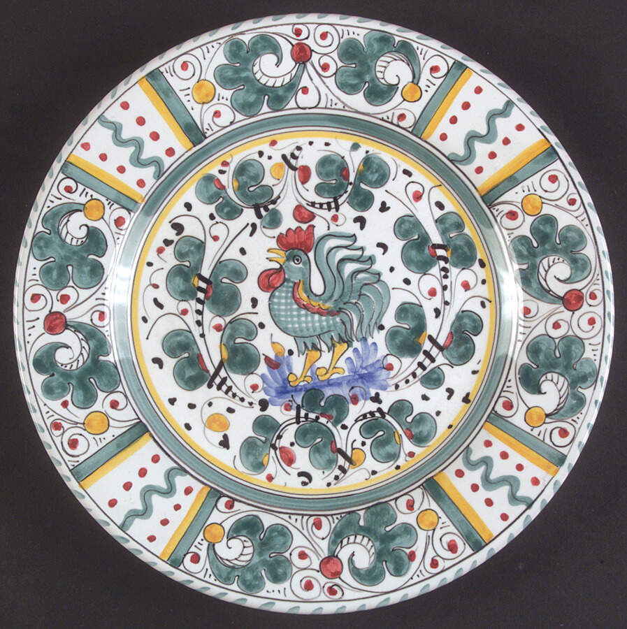Green Rooster (Orvieto) Salad Plate by Deruta (Italy)-1
