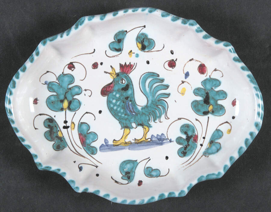 Green Rooster (Orvieto) Soap Dish by Deruta (Italy)-1