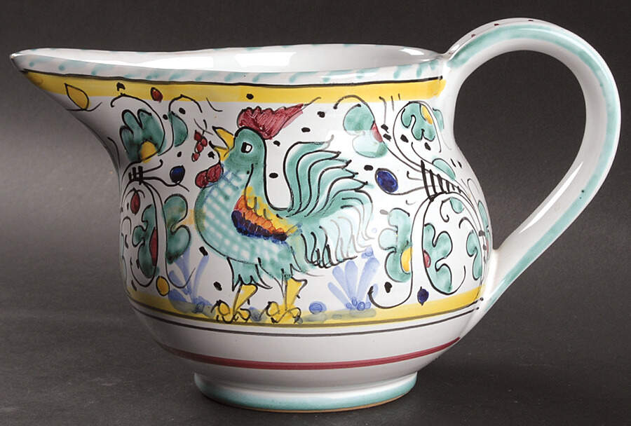 Green Rooster (Orvieto) 32 Oz Pitcher by Deruta (Italy)-1