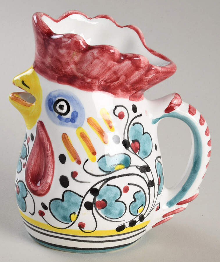 Green Rooster (Orvieto) Figural Creamer by Deruta (Italy)-1
