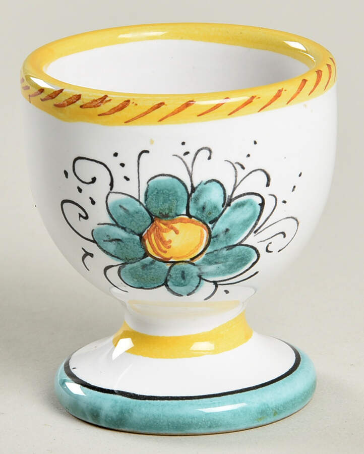 Green Rooster (Orvieto) Single Egg Cup by Deruta (Italy)-1