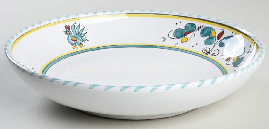 Green Rooster (Orvieto) 10" Individual Pasta Bowl by Deruta (Italy)-1