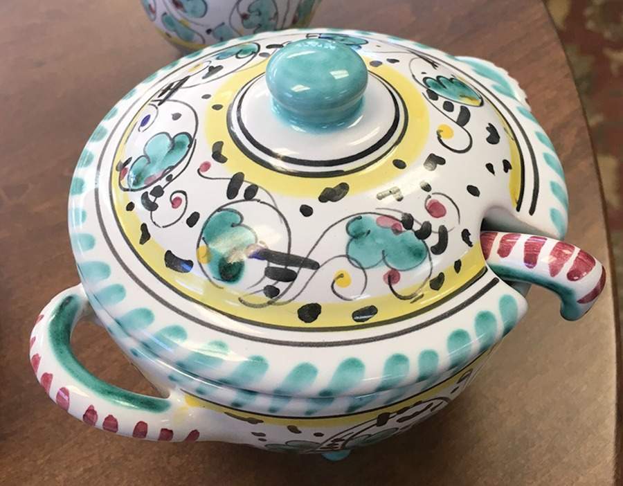 Green Rooster (Orvieto) Tureen &  Lid by Deruta (Italy)-1