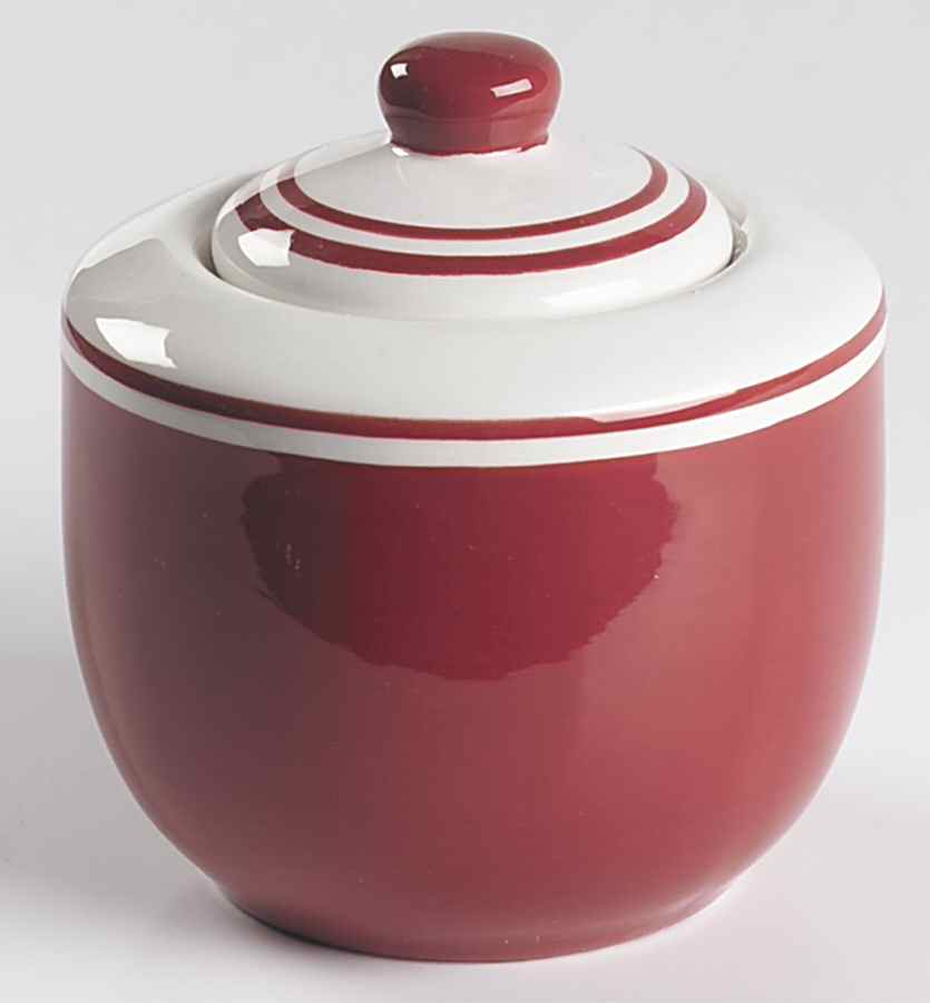 Circa Red Sugar Bowl & Lid by Dansk-1