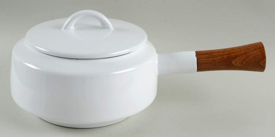 Bistro Enamel White 1.5 Quart Metal Covered Saucepan by Dansk-1
