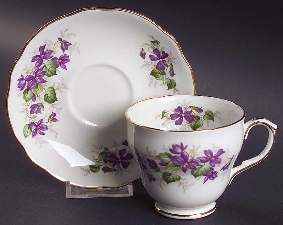 Violets Footed Cup & Saucer Set by Duchess-1