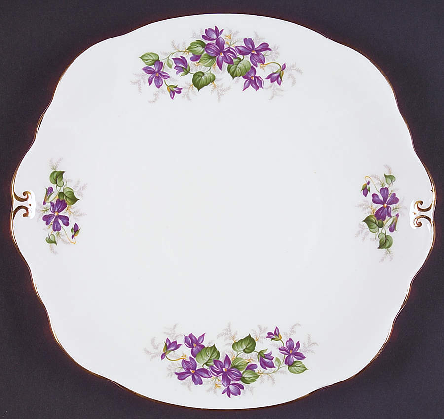 Violets Square Handled Cake Plate by Duchess-1