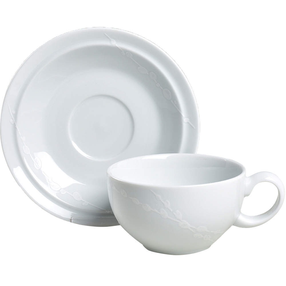 White Trace Flat Cup & Saucer Set by Denby-Langley-1