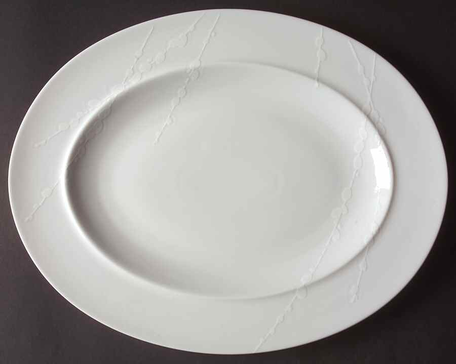 White Trace 13" Oval Serving Platter by Denby-Langley-1