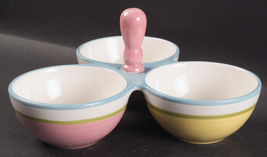Sorbet 3-Part Relish with Center Ceramic Handle by Dansk-1
