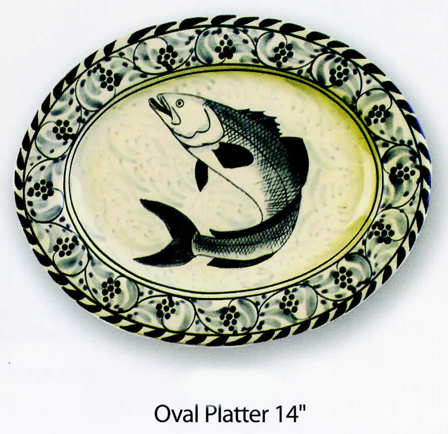 Fish 14" Oval Serving Platter by Dovis Designs-1