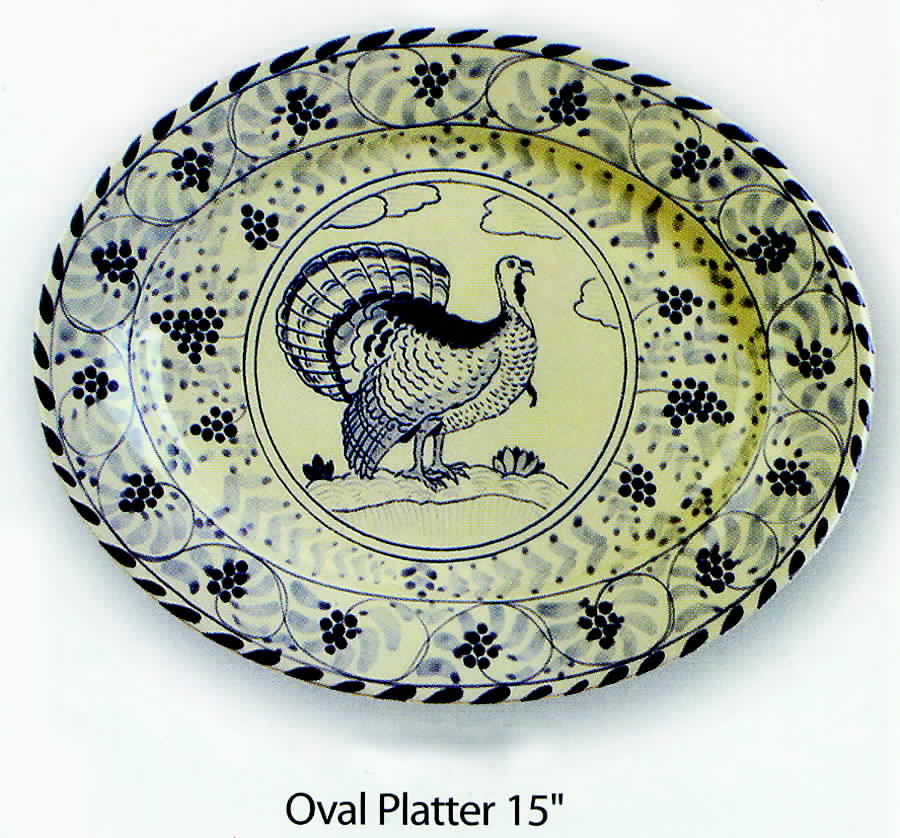 Grape & Floral 15" Oval Serving Platter by Dovis Designs-1