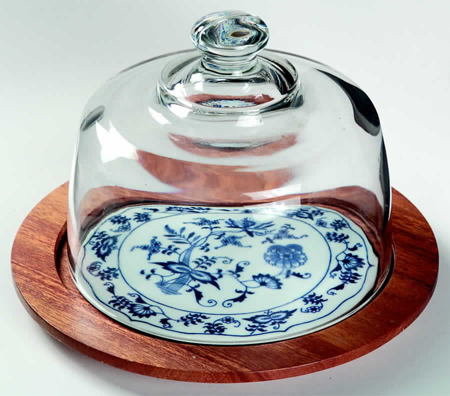 DOL1 Cheese Dish with Wood Base and Glass Dome by Dolphin-1