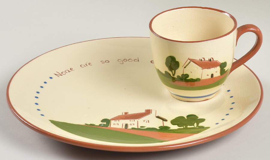 Torquay Devon Motto Ware Snack Plate & Cup Set by Dartmouth-1