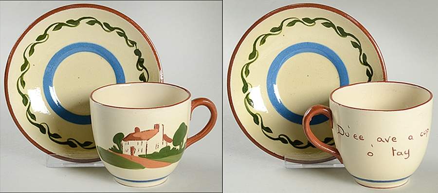Torquay Devon Motto Ware Footed Cup & Saucer Set by Dartmouth-1