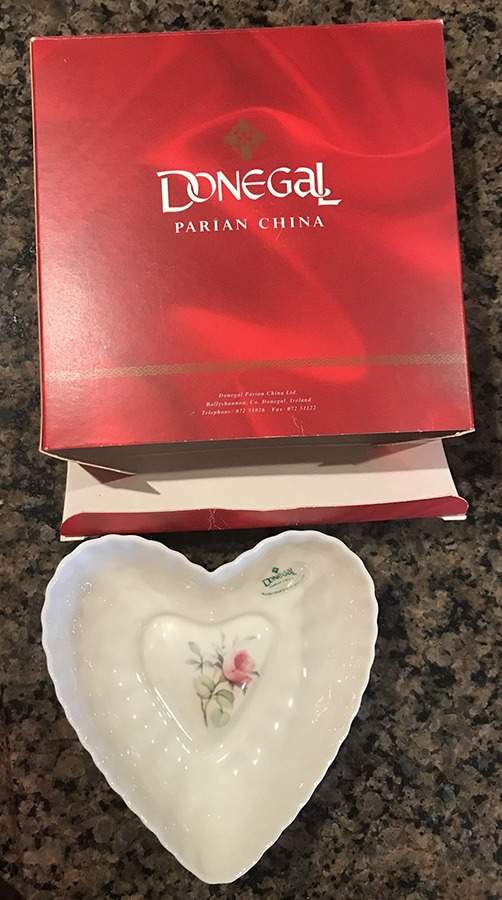 Irish Rose Heart Shaped Dish by Donegal Parian-1