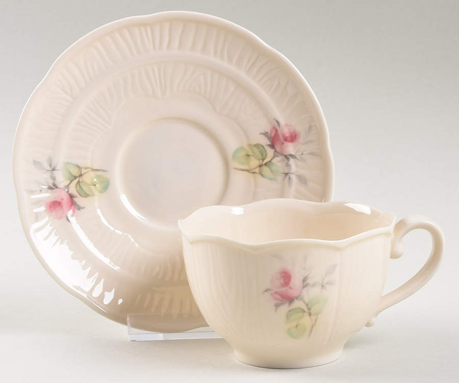 Irish Rose Flat Cup & Saucer Set by Donegal Parian-1