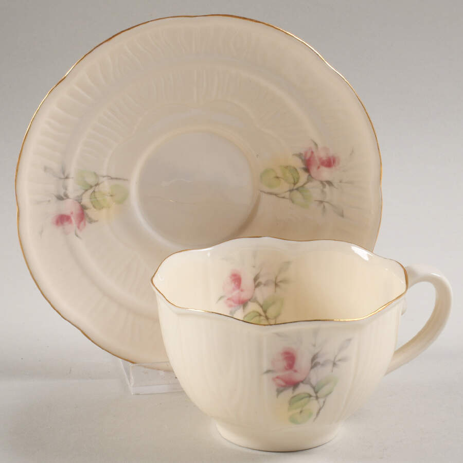 Irish Rose Flat Cup & Saucer Set by Donegal Parian-1