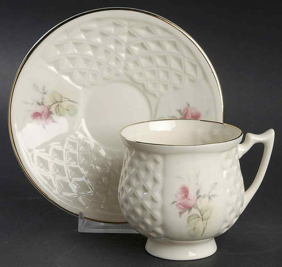 Irish Rose Footed Cup & Saucer Set by Donegal Parian-1