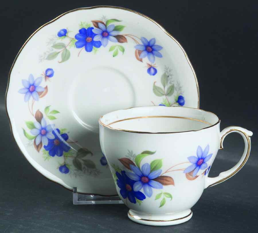 Sapphire Footed Cup & Saucer Set by Duchess-1