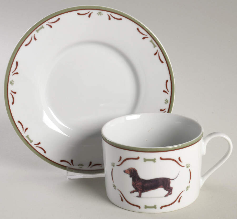 Dachshund Flat Cup & Saucer Set by Danbury Mint-1